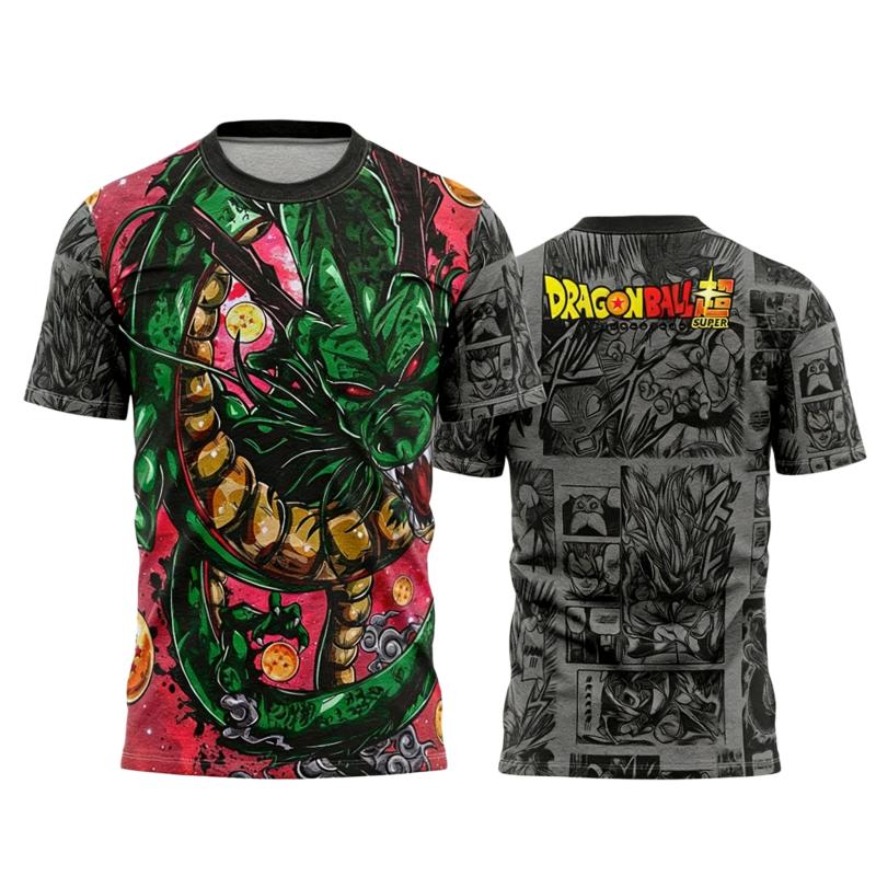 Summer Dragon Ball Vegeta Super Saiya God Comic Themed Print Breathable Quick Drying T-shirt Adult Parent Top