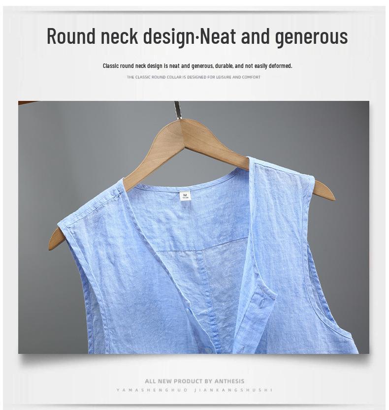 Men's Sleeveless Washed Linen Vest - Retro, Breathable, and Lightweight In Solid Summer Colors