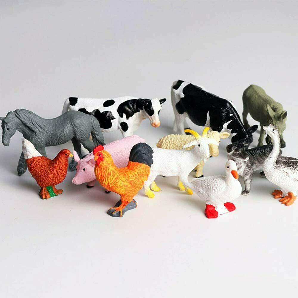 Mini Animali Della Fattoria - Set 10 Pezzi Realistici In PVC, Dimensioni 11x6 Cm, Per Bambini Dai 3 Anni, Giocattoli Educativi E Decorazioni