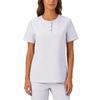 Womens Stretchy Quick Dry V Neck Short Sleeve Top with Pockets Button Front Uniform Blouse for Healthcare Hospitality Service