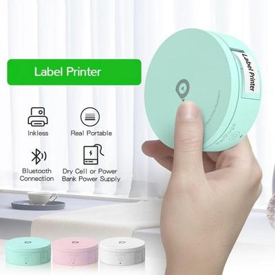 Mürekkepsiz Mini Termal Etiket Yazıcısı Kablosuz Bluetooth Etiketleme Makinesi Cep Telefonu için etiket Baskı + 2 Rulo kağıt