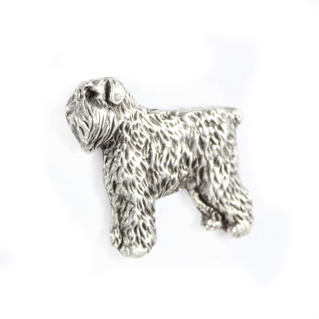 Bouvier des Flandres, Flanders Cattle Dog - Silver-plated dog brooch, elegant pin, jacket lapel decoration by Art-Dog brand