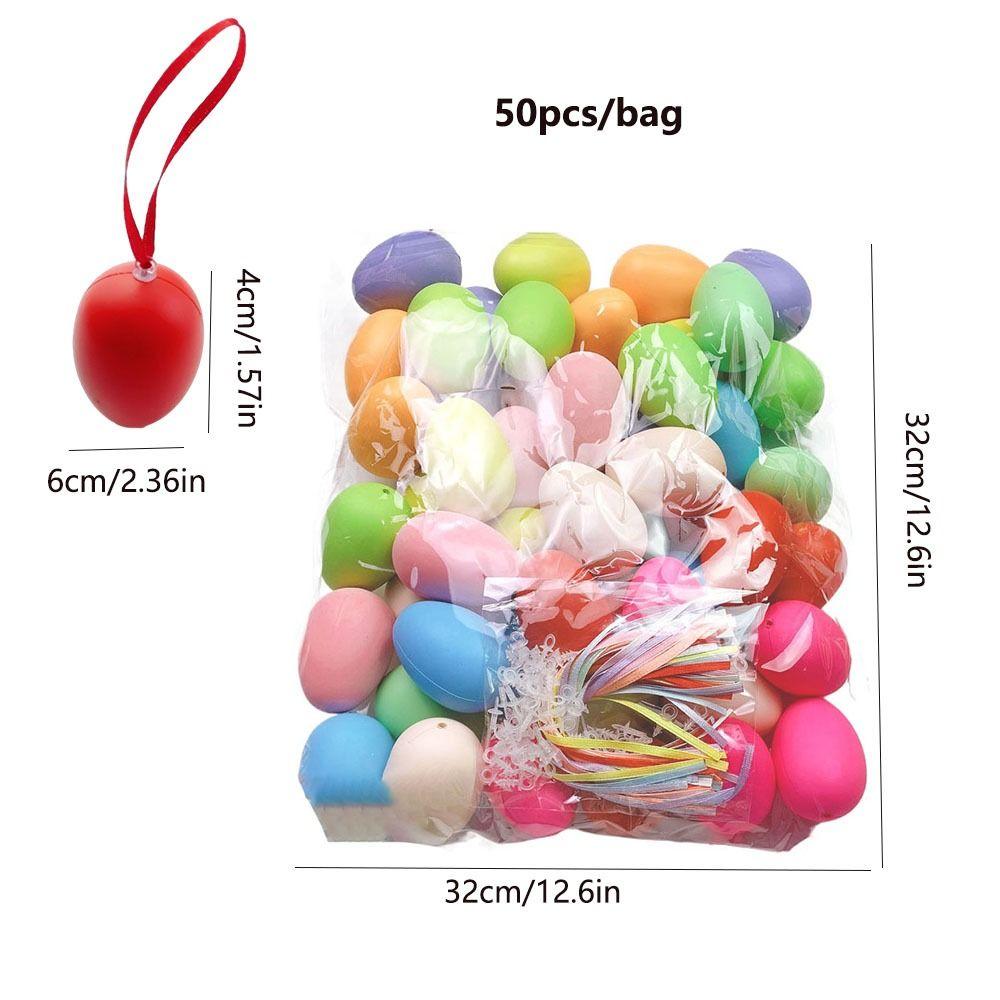50Pcs Colorful Plastic Easter Eggs Handmade Easter Party Decoration Plastic Fake Egg  Home Decor