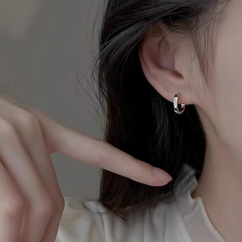 925 Sterling Silver Hoop Earrings - Women's High-End Luxury 2023 Niche Design Studs