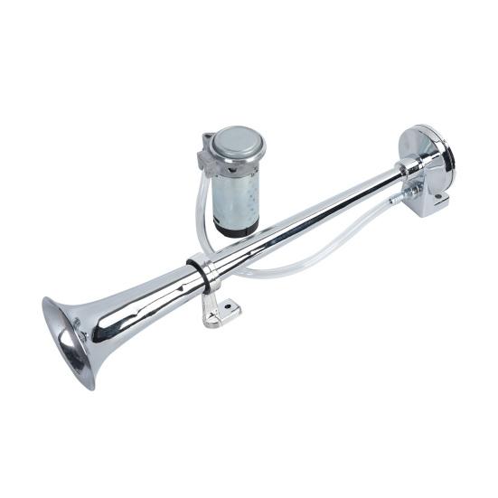 7-Inch Single Trumpet Air Horn Zinc Alloy 12V/24V 128dB Loud Sound for Cars Trucks Boats Complete Kit with Compressor & Mounting Hardware