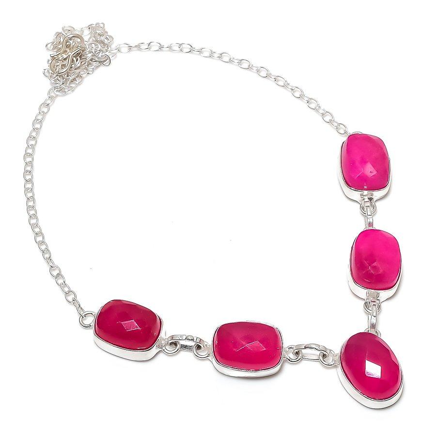 

Натуральный кашмирский красный рубин драгоценный камень 925 стерлинговое серебро ювелирное ожерелье 18 O6b64