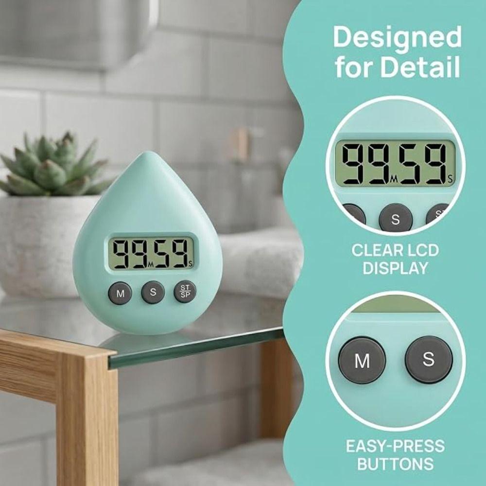 Water Drop Shape Countdown Timer Hanging Hole Precise Timer Digital Shower Timer Classroom