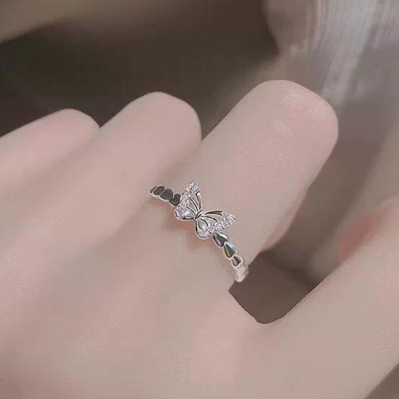 Ventfille   Copper Zircon Butterfly Ring For Women Fresh Luxury Aesthetic Elegant Austere Jewelry Gift Dropshipping