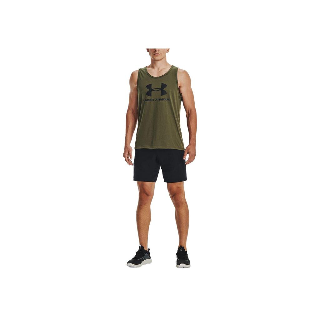 Under Armour Sportstyle Logo Print Loose Fitness Training Tank Top Men Tops Navy-Green 1329589-390