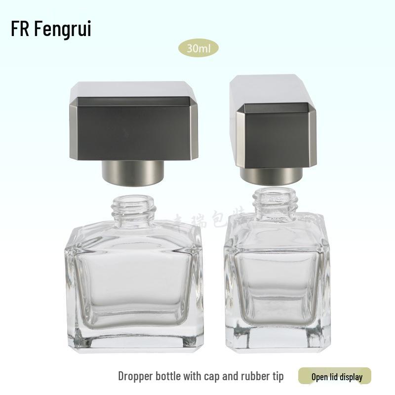 30ml Four Seasons Aurora Essence Oil Bottle with Rubber Dropper and Square Glass Design
