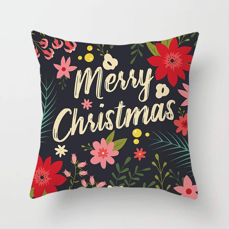 Merry Christmas Printed Pillowcase Christmas Style Cushion Cover Home Sofa Decor Throw Pillowcase