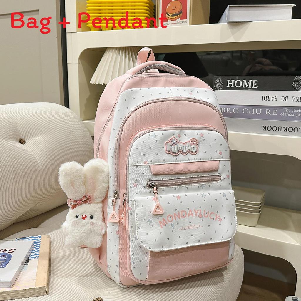 Sweet Student Backpack With Padded Straps And Letter Print For School