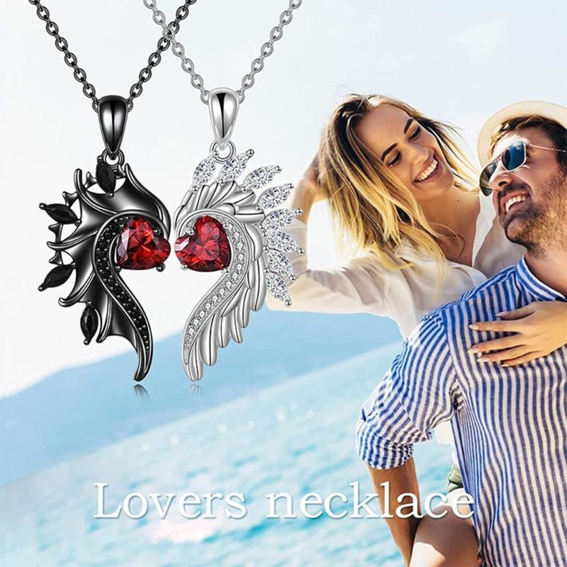 Pendant Necklace Women Angel Devil Wing Shaped Pendant Necklaces Fashion Party Jewelry Alloy Material for Women Girls