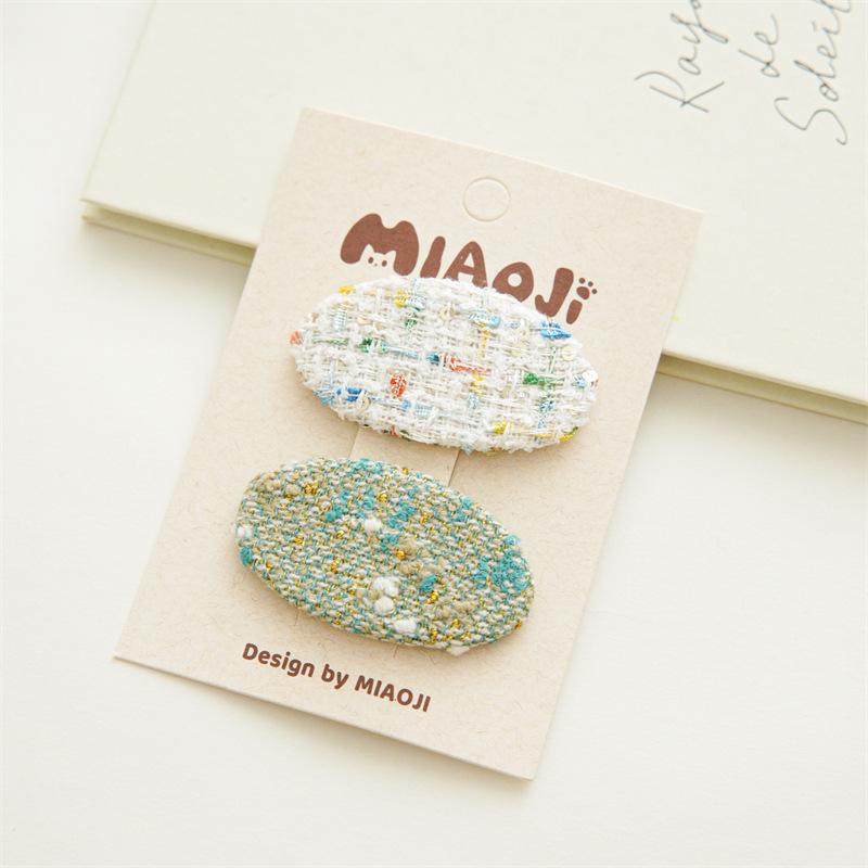 2PCS/Set Vintage Plaid Hair Clips Cute Geometric Knit Fabric Hairpins Barrettes Hair Accessories For Women Girls Baby Hair Clamp