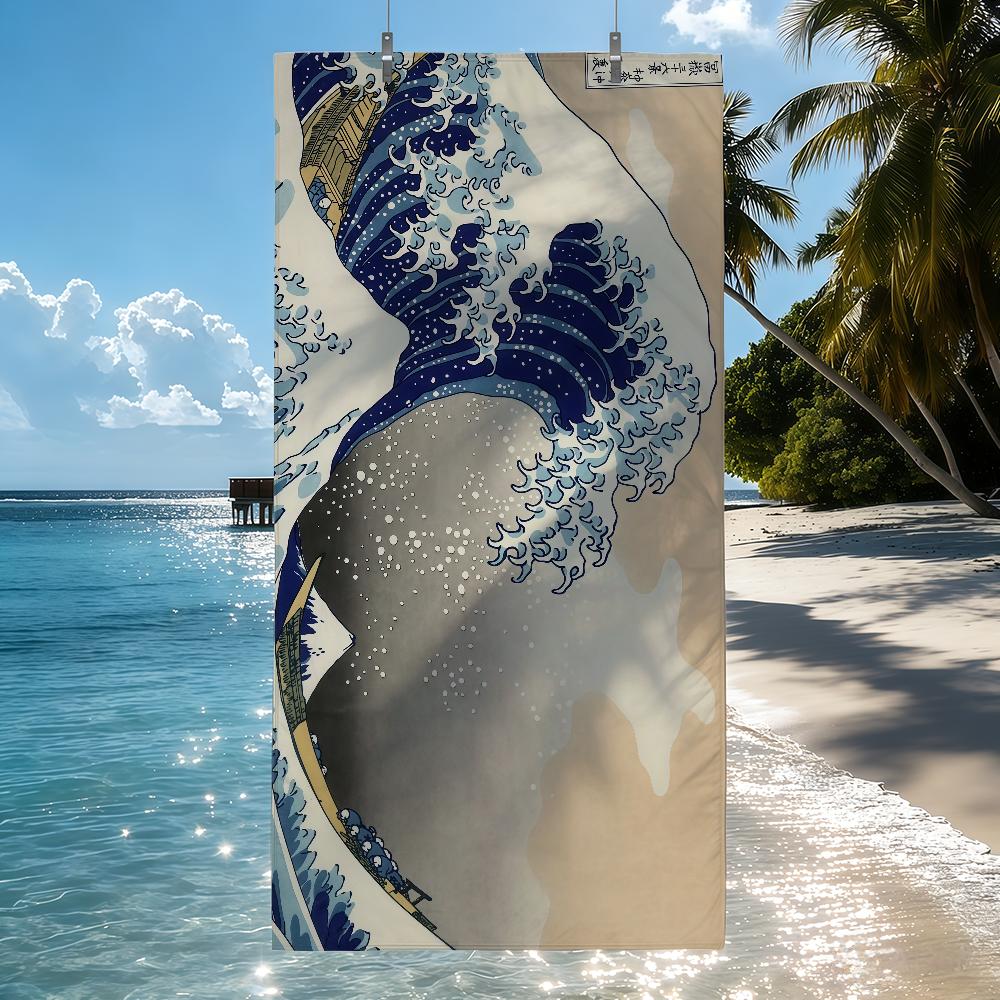De Grote Golf bij Kanagawa Hokusai Handdoek Sneldrogende Strandhanddoeken Zijn Geschikt Voor Zwembaden Kamperen Yoga En De Sportschool