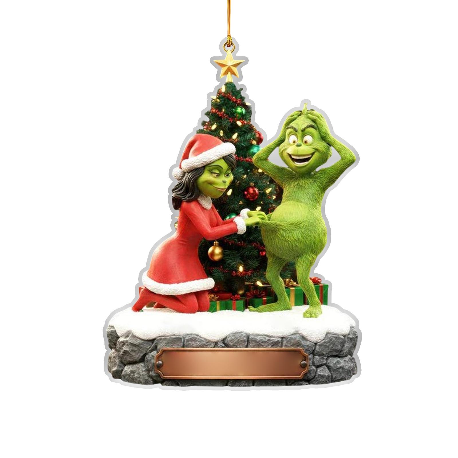 

Personalized Couple Christmas Figurines, 2D Flat Green Christmas Couple Figurines, A Fun Anniversary Gift For Husbands And Wives. One Size