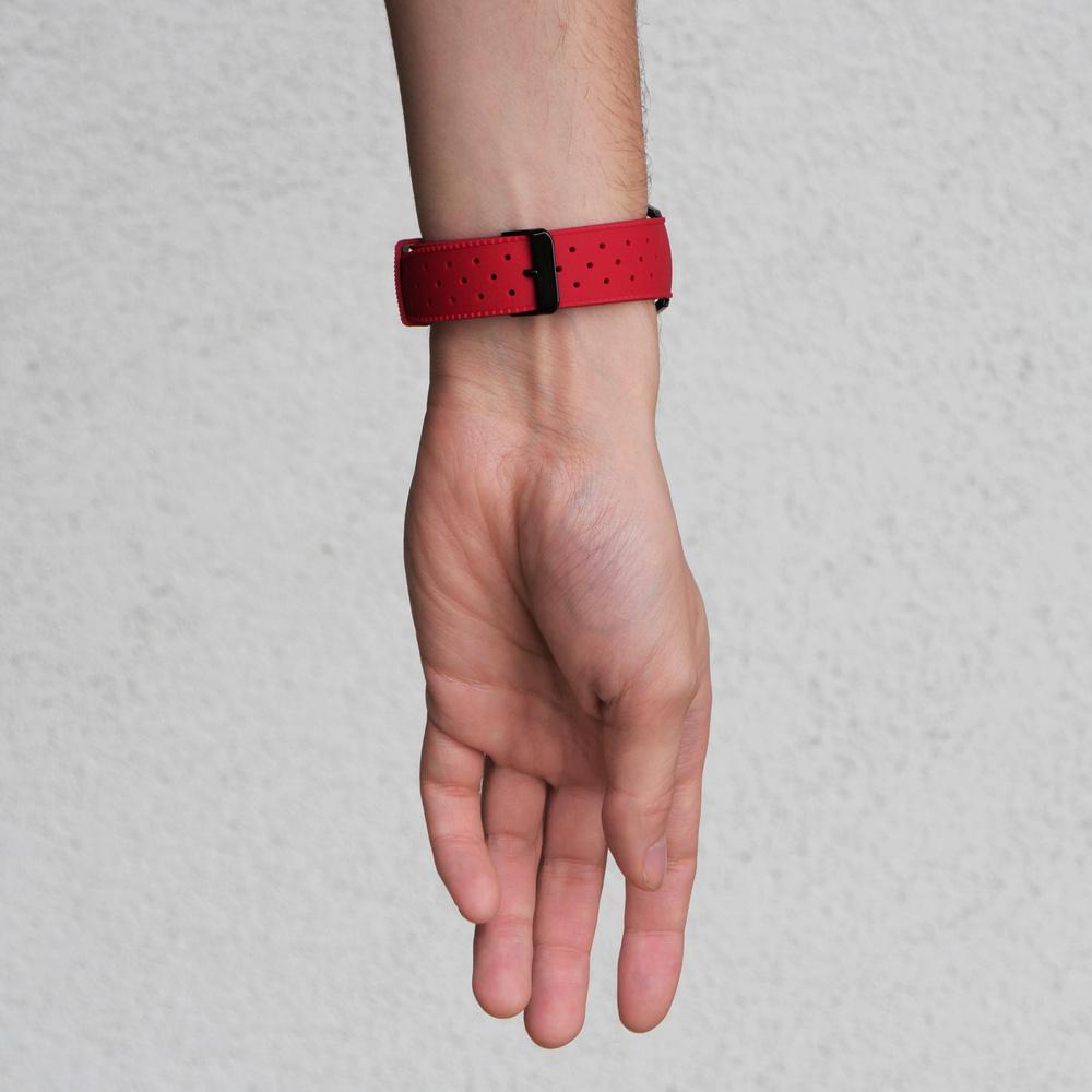 ERBORD Universal Silicone Strap 22mm, Tropic, Red / Black Buckle