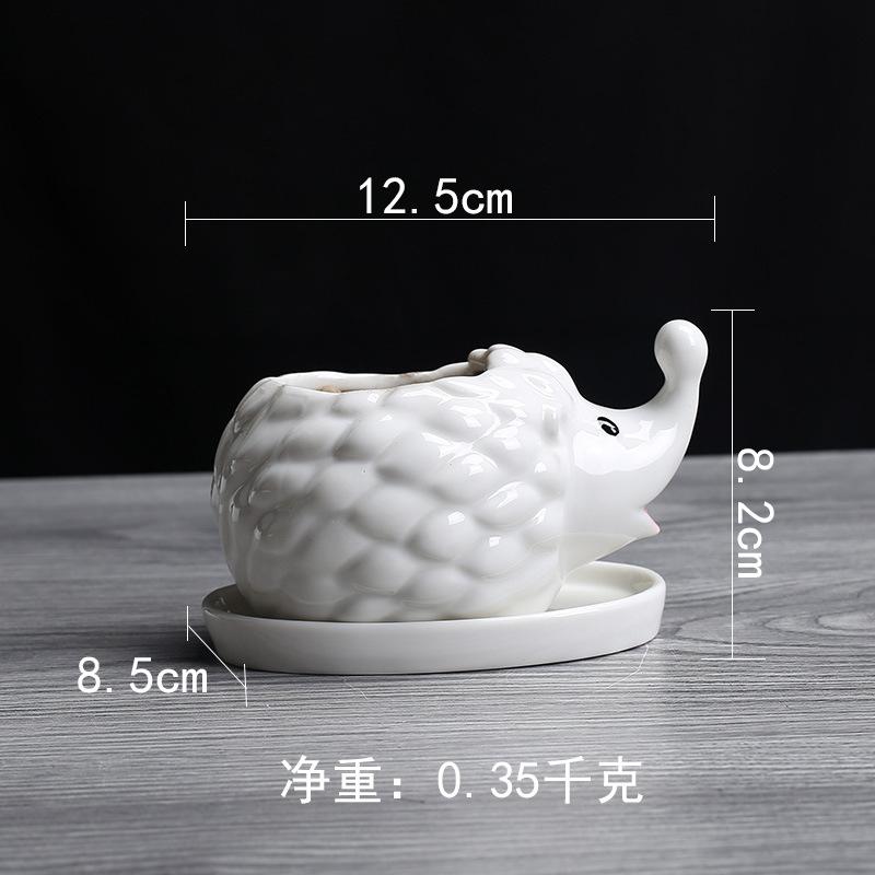 Succulent Ceramic Flower Pot, Gardening Creative Flower Pot With Tray, Korean Office Desktop Potted Ceramic Crafts