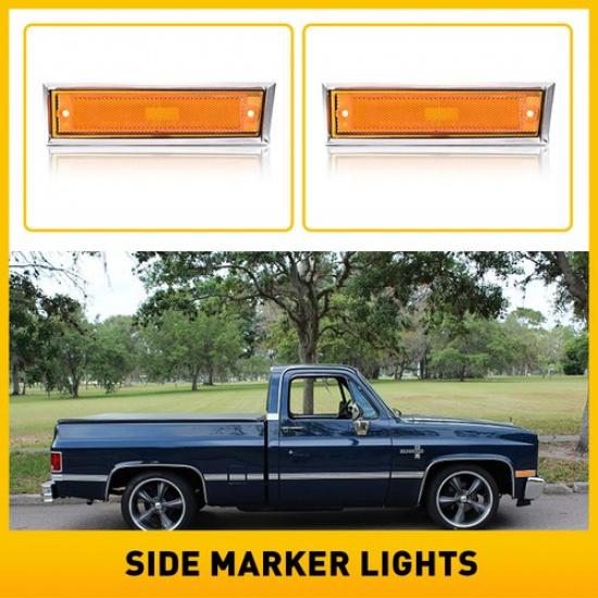 NEW Front Side Marker Lights Set For 81-91 Chevrolet C10 C20 C30 GMC C1500 C2500