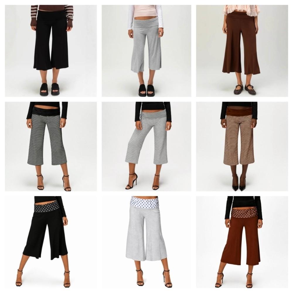 Polka Dot Wide Leg Pants Thin Foldover Waist Pants Fashion Low Waist Capri Pants Girls