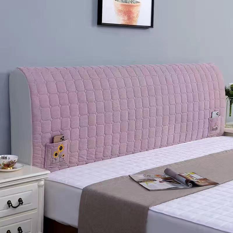Modern Quilted Corduroy Upholstered Headboard Cover with Backrest