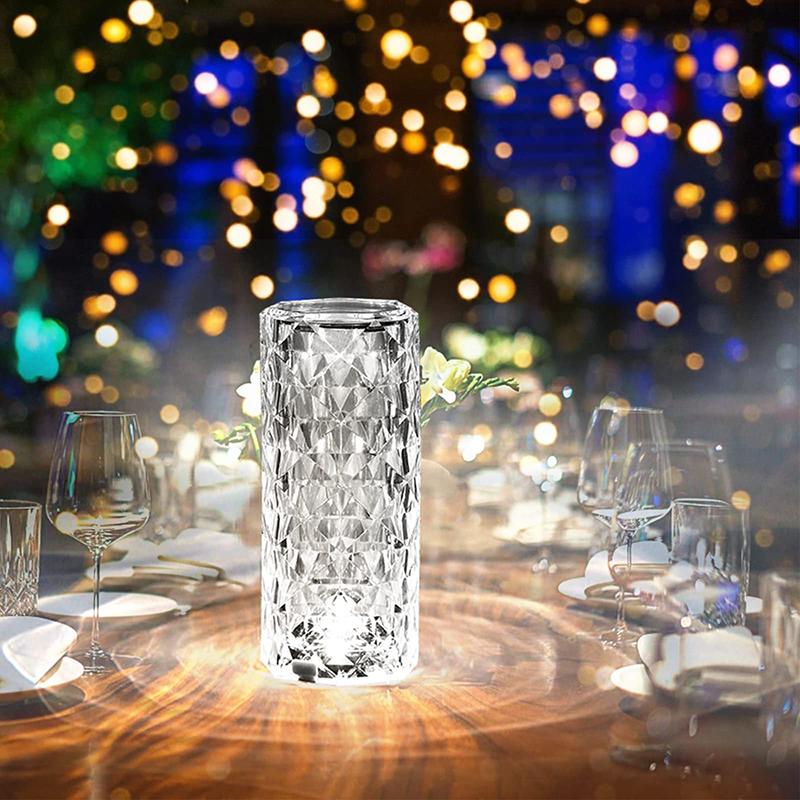 Bedroom Projection Light 16 Color Touch Adjustable Bedside Night Light Romantic Diamond Light Dining Table Decoration Light Crystal Rose Desk Light