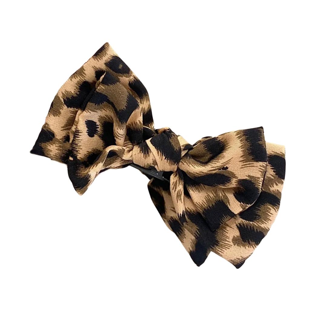 Leopard Print Hair Claw Clip For Thick Thin Hair Elegant Bowknot Design Strong Hold Barrettes Party Ponytail Holder