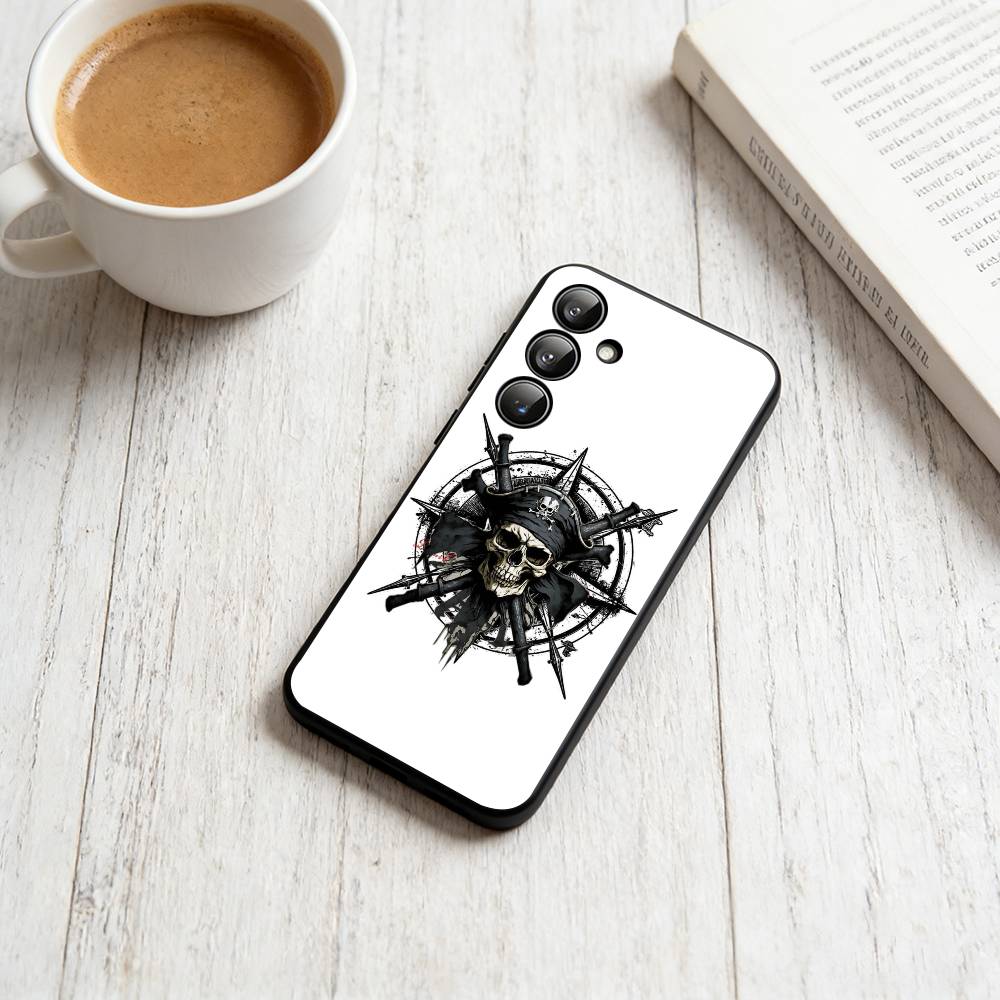 

Vintage pirate ship Phone Case Black Silicone Soft For Samsung Galaxy A73,A72,A71,A70,A53,A52,A51 Samsung a42 5g