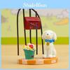 Fresh Small 3d Resin Cartoon Dog Display Figurine With Flower Basket Gift For