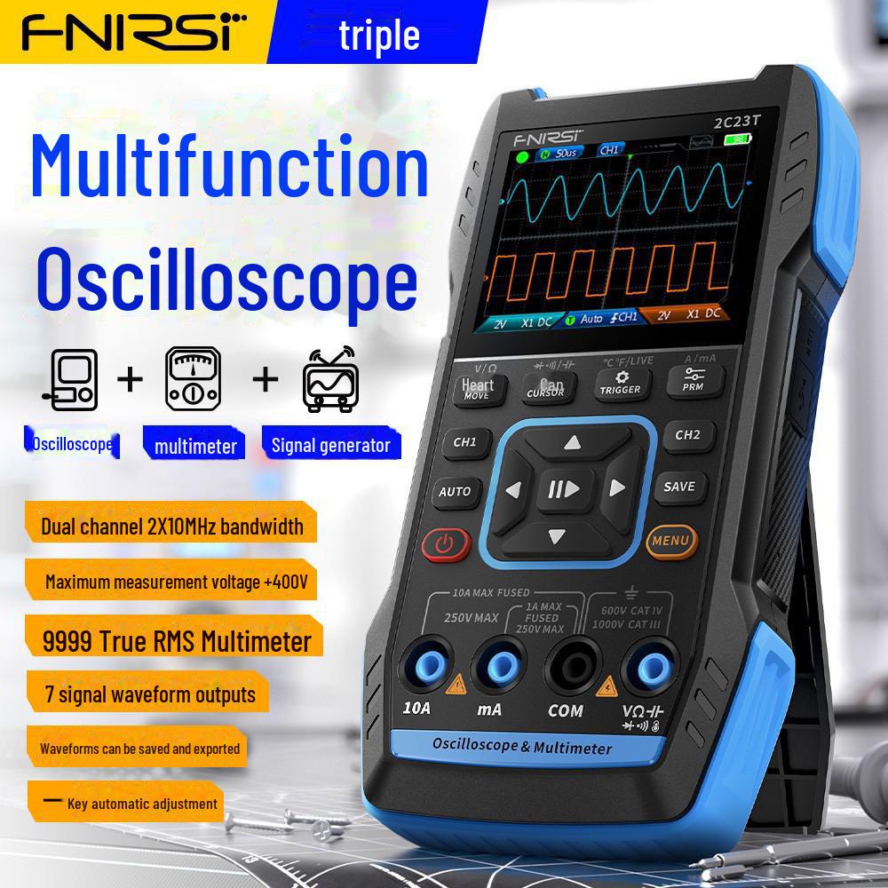 Handheld 3-in-1 Digital Oscilloscope Multimeter Shockproof Dual Channel Signal Generator.