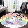1pc Unicorn Rainbow Flowers Chair Carpet for Office, Round Polyester Mat, Indoor Decor for Office, Easycare Fabric, Washable Non-slip Area Carpet
