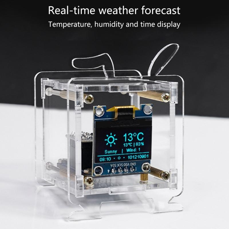 WiFi Clock Module OLED Splay Y Time Date Temperature Humidity Weather Forecast Indicator DC5V Clock