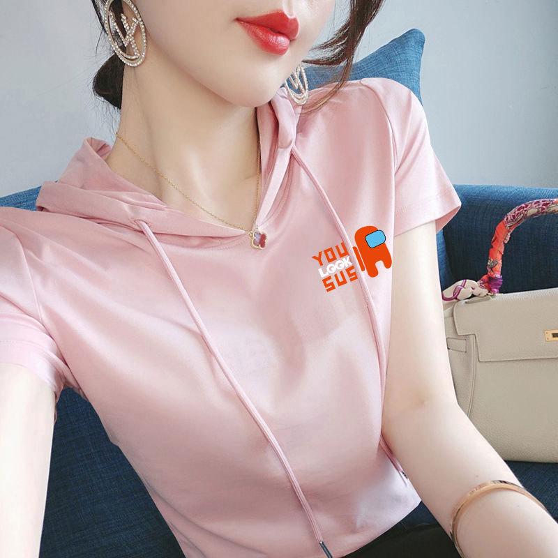 

100% Cotton Women s Chinese-Style Hooded Short Sleeve Loose T-shirt - Summer Casual Versatile Top 3XL (140-160 jin) зелёный