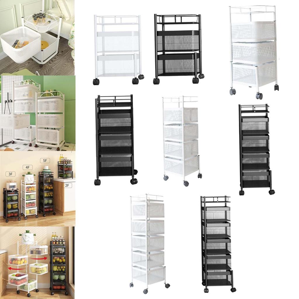 Heavy Duty Kitchen Shelf with Wheels, Shelves Cart ,Storage Trolley, for Household Bathroom