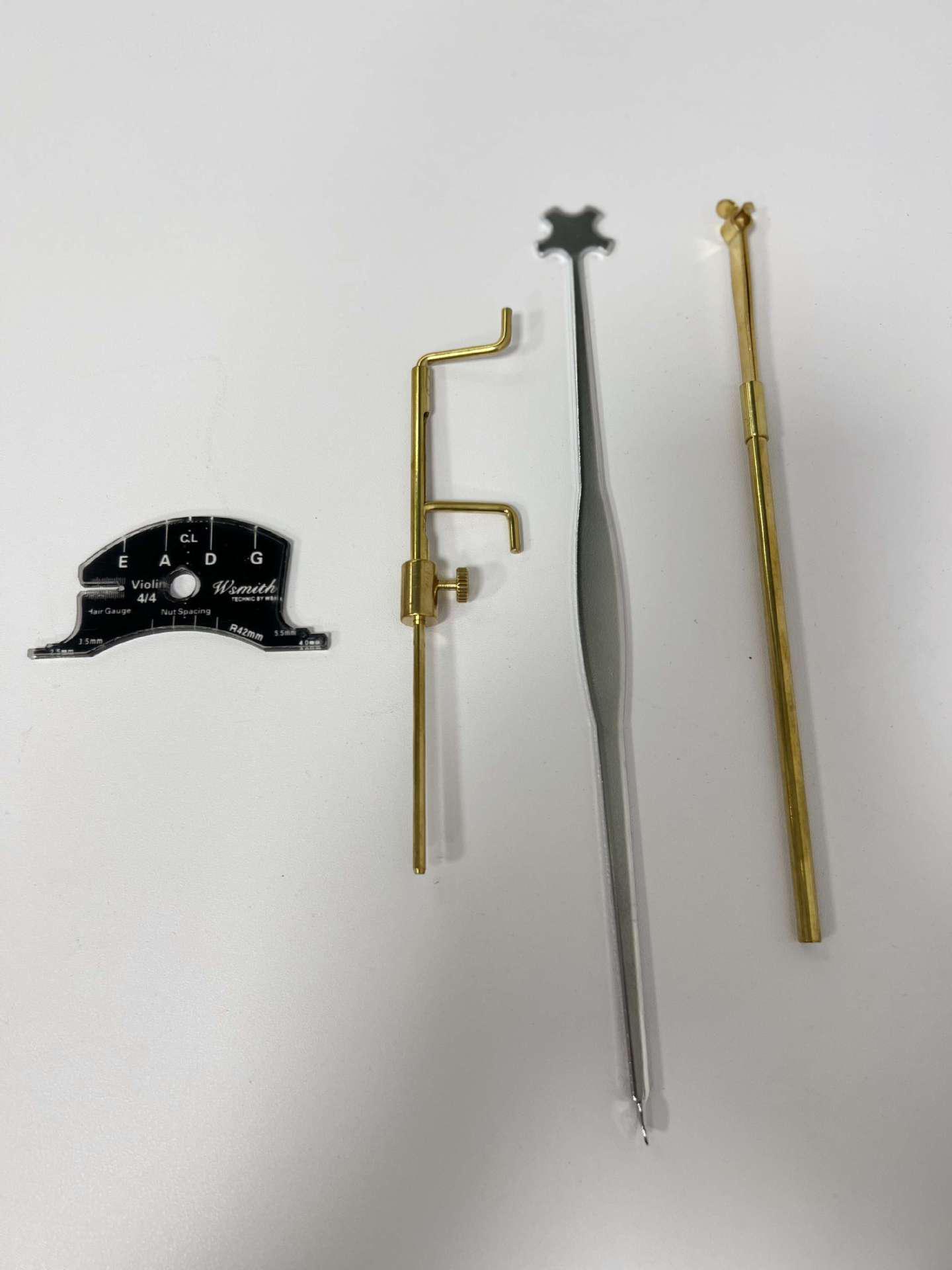 Violin Making Tools: Soundpost Hook, Clamp, Length Caliper, Bridge Template, Grinding Tool