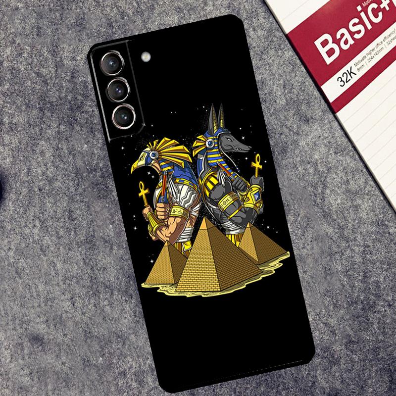 Egypt Nefertiti Anubis Ankh Case For Samsung Galaxy S24 S26 Ultra S10 S20 S21 S22 S23 Plus S25 FE S25 Ultra Cover Coque