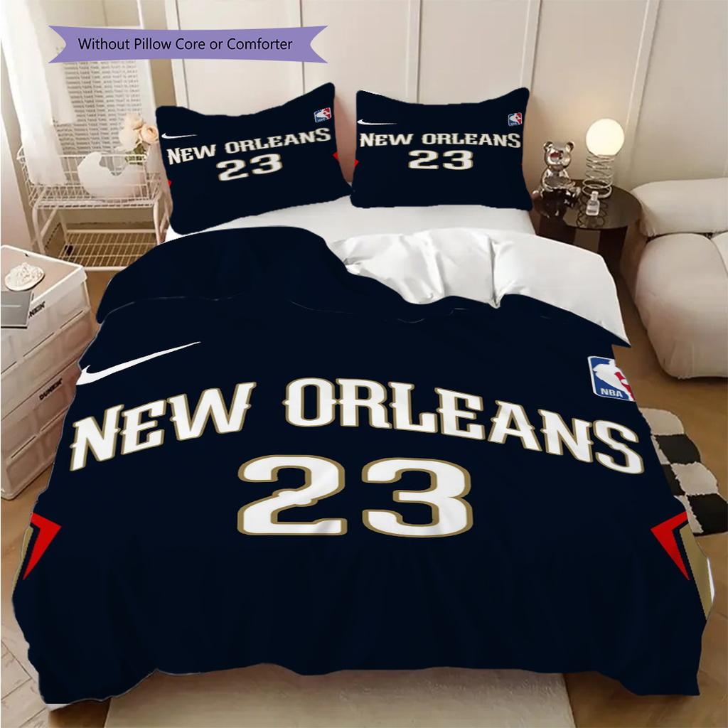 New Orleans Basketball Spirit Three-piece set(1 * duvet cover + 2 * pillowcase, without core)Soft and comfortable Christmas birthday gift