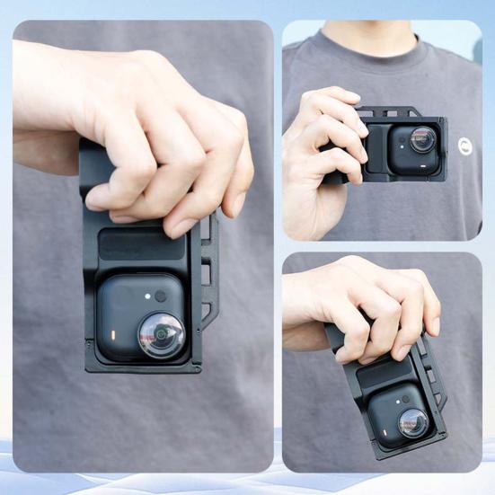 Action Camera Grip Holder for Insta360 Go Ultra Camera Cage Quick Release Mount Holder with Shutter Button Lanyard Action Camera Accessories