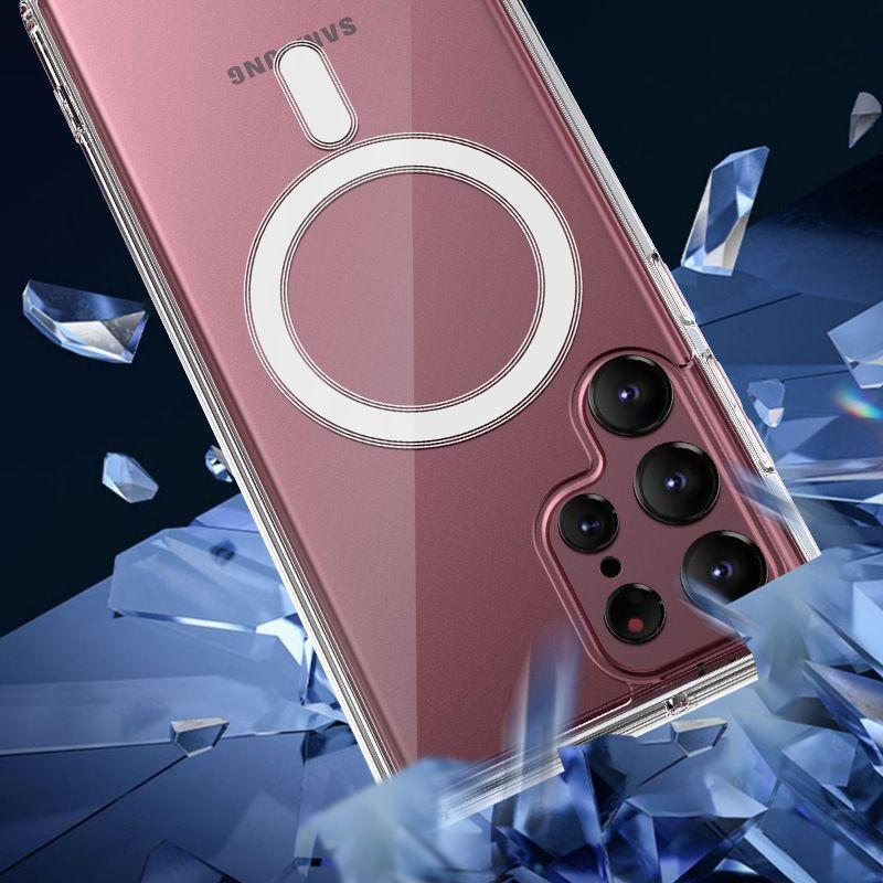 Suitable for Samsung S24FE Wireless Magnetic Charging Mobile Phone Case S25ultra Transparent Anti Fall Note20 Protection Case