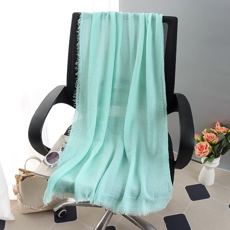 Sciarpa grande da donna in cotone e lino di colore puro: Foulard musulmano primaverile/estivo, telo mare, scialle con protezione solare