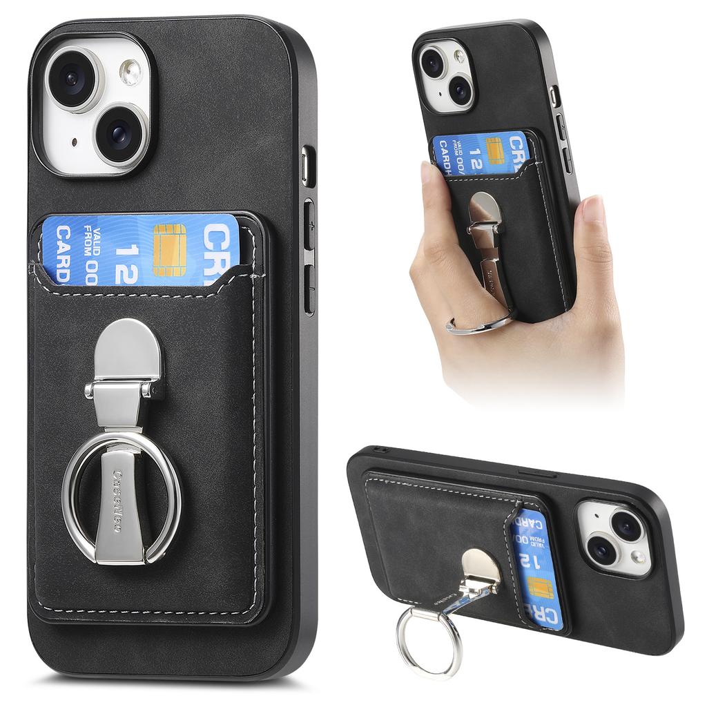 Detachable Wallet Magnetic Leather Case for iPhone 15 Pro Max 16 Plus 14 13 12 11 Xs Max XR 7 8 SE 2022 Bracket Hover Ring Cover