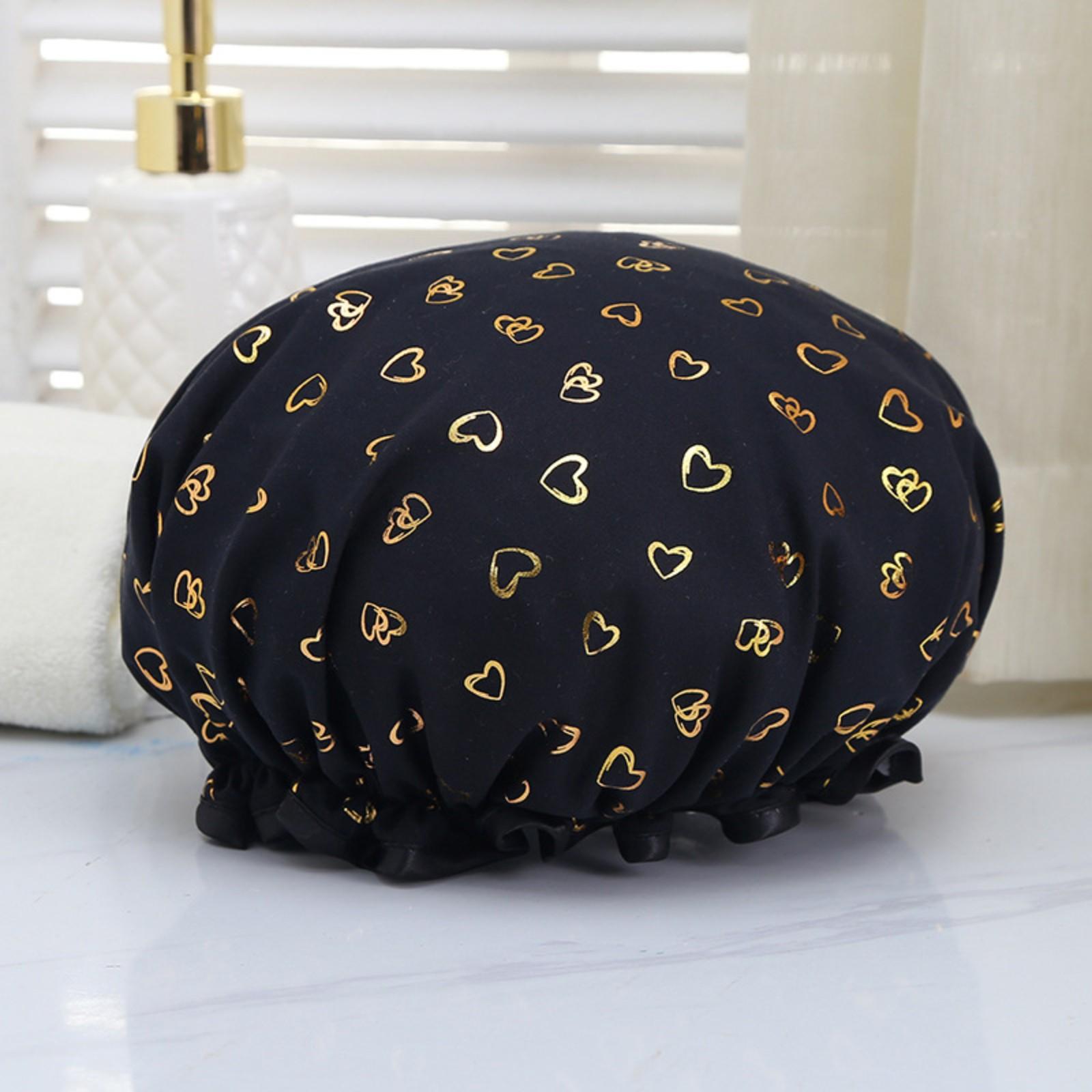 

Двухслойная шапочка для душа с принтом, женская водонепроницаемая шапочка для душа One Size чёрный