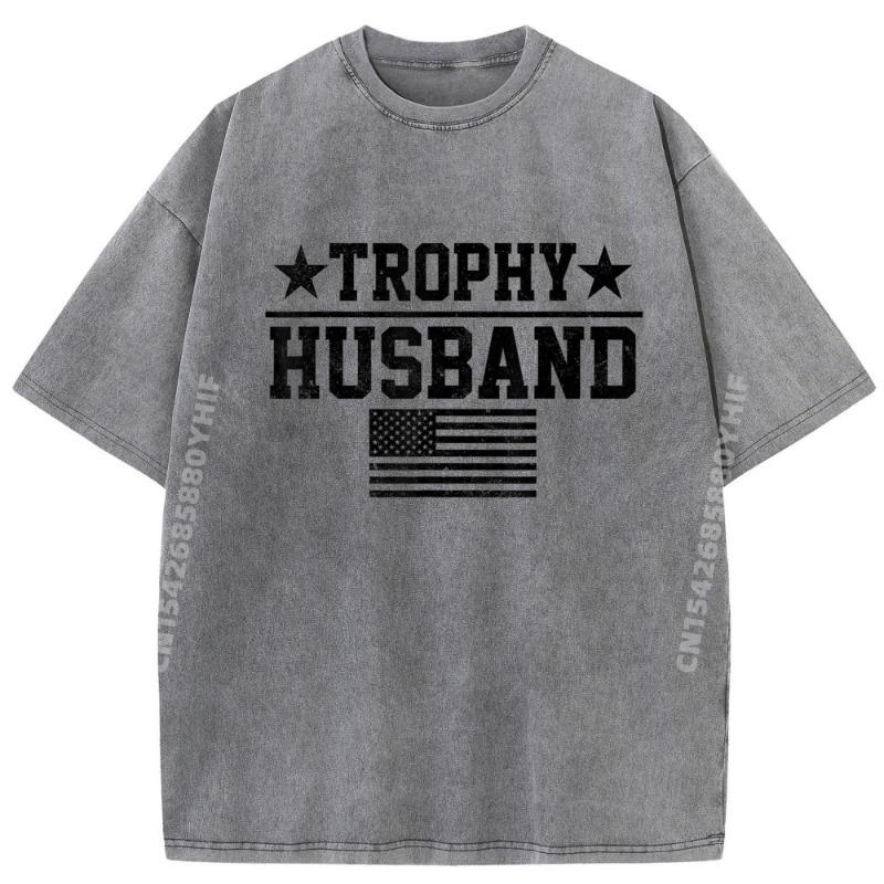 Trophy Husband American Flag Fathers Day Tee womens Fashion T Shirt Hot Sale Soft Washed Clothes Graphic Tees