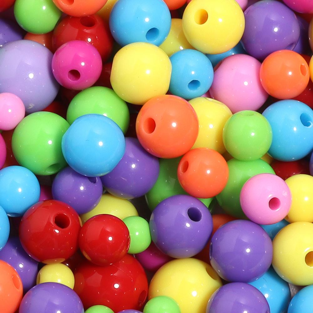 6/8/10/12/14/16/18/20mm Candy Colorful Spacer Beads Round Loose Acrylic Beads For DIY Bracelet Necklace Jewelry Making Wholesale