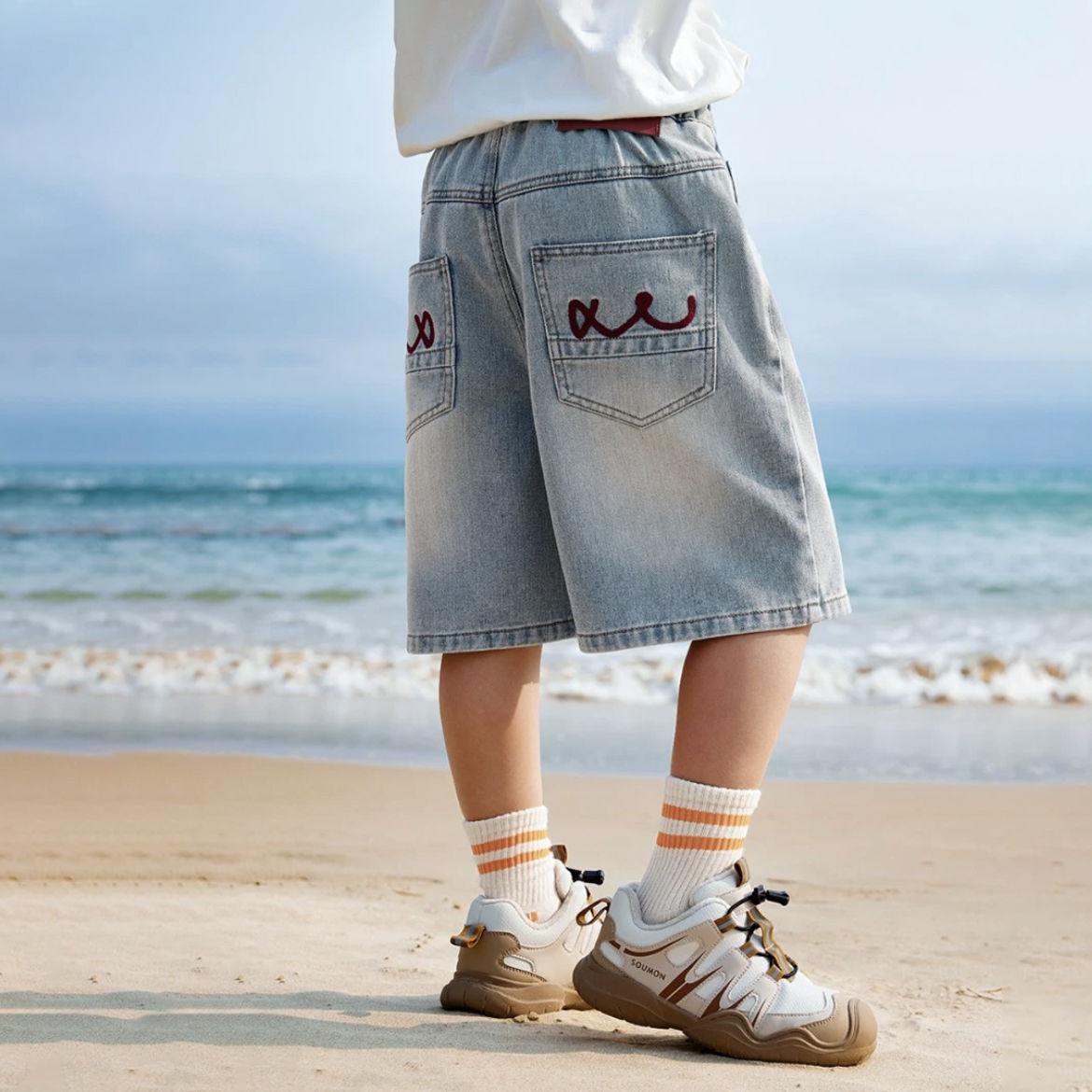 

Брюки Детская одежда Мягкие джинсовые шорты для мальчиков Детские брюки Летняя красивая мужская летняя одежда Средние брюки 150