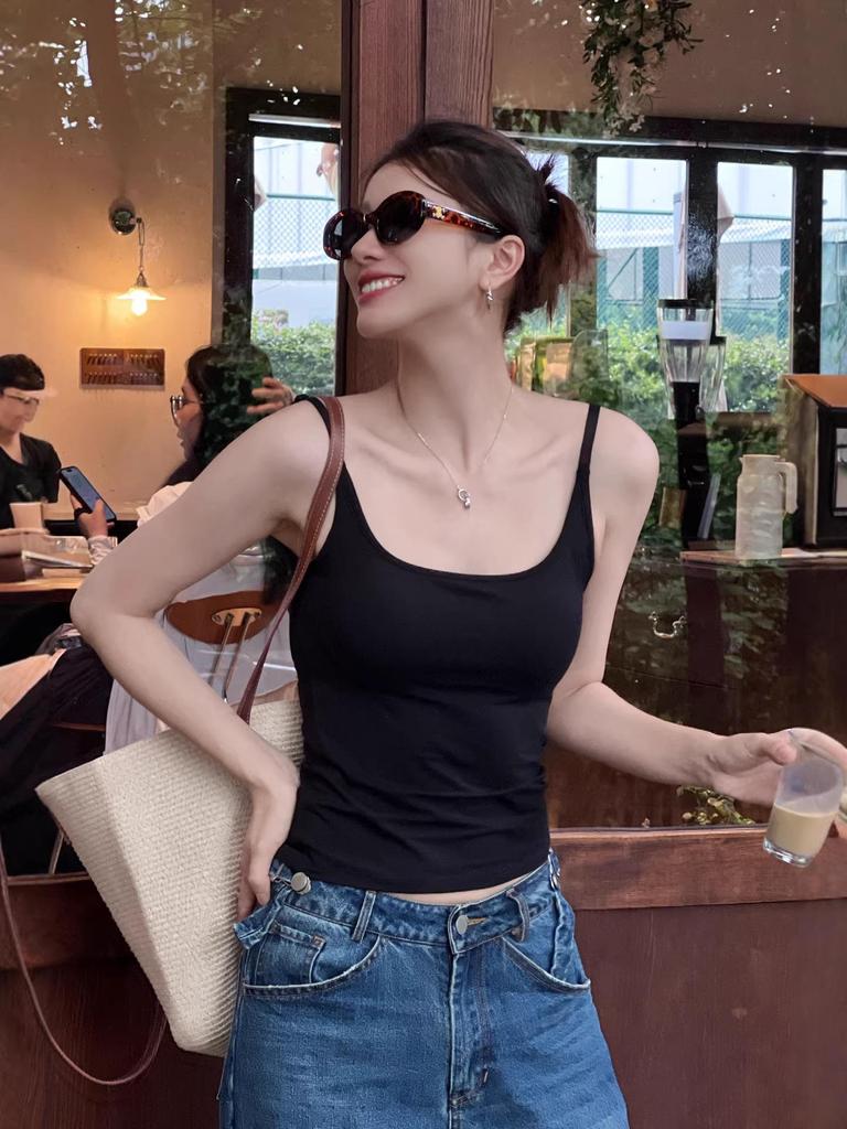 Women's Camisole with Built-in Bra, Padded Cups, Backless Design, Sleeveless Option, Wear as Outerwear or Base Layer