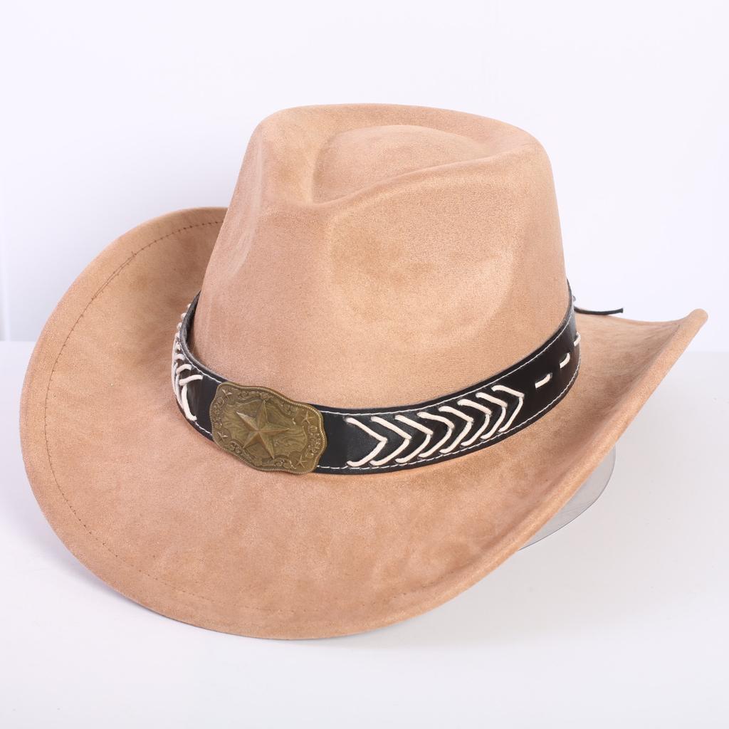 Beliebter europäischer und amerikanischer klassischer Wildleder Western Cowboyhut für Herren und Damen Mode LO Stil Herzförmiger Cowboyhut