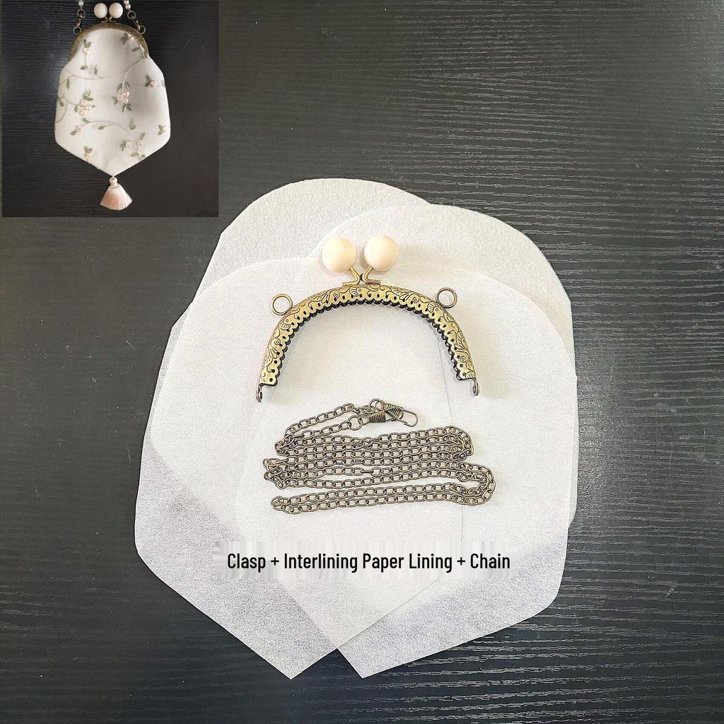 DIY Lazy Person Purse Kit: Stiff Frame, Cotton Cut, Auxiliary Materials & Pins Included