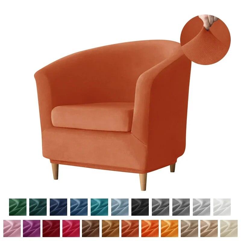 Velvet Club Bath Tub Armchairs Covers Solid Color Single Sofa Slipcover Stretch Couch Cover for Bar Counter with Seat Covers