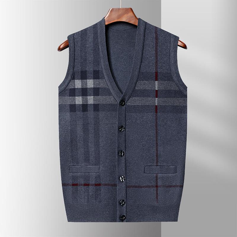 

Men s Sweater Cardigan Vest Sleeveless Knit Vest Autumn and Winter New Casual Fashion Jacquard V-neck Bottoming Shirt M